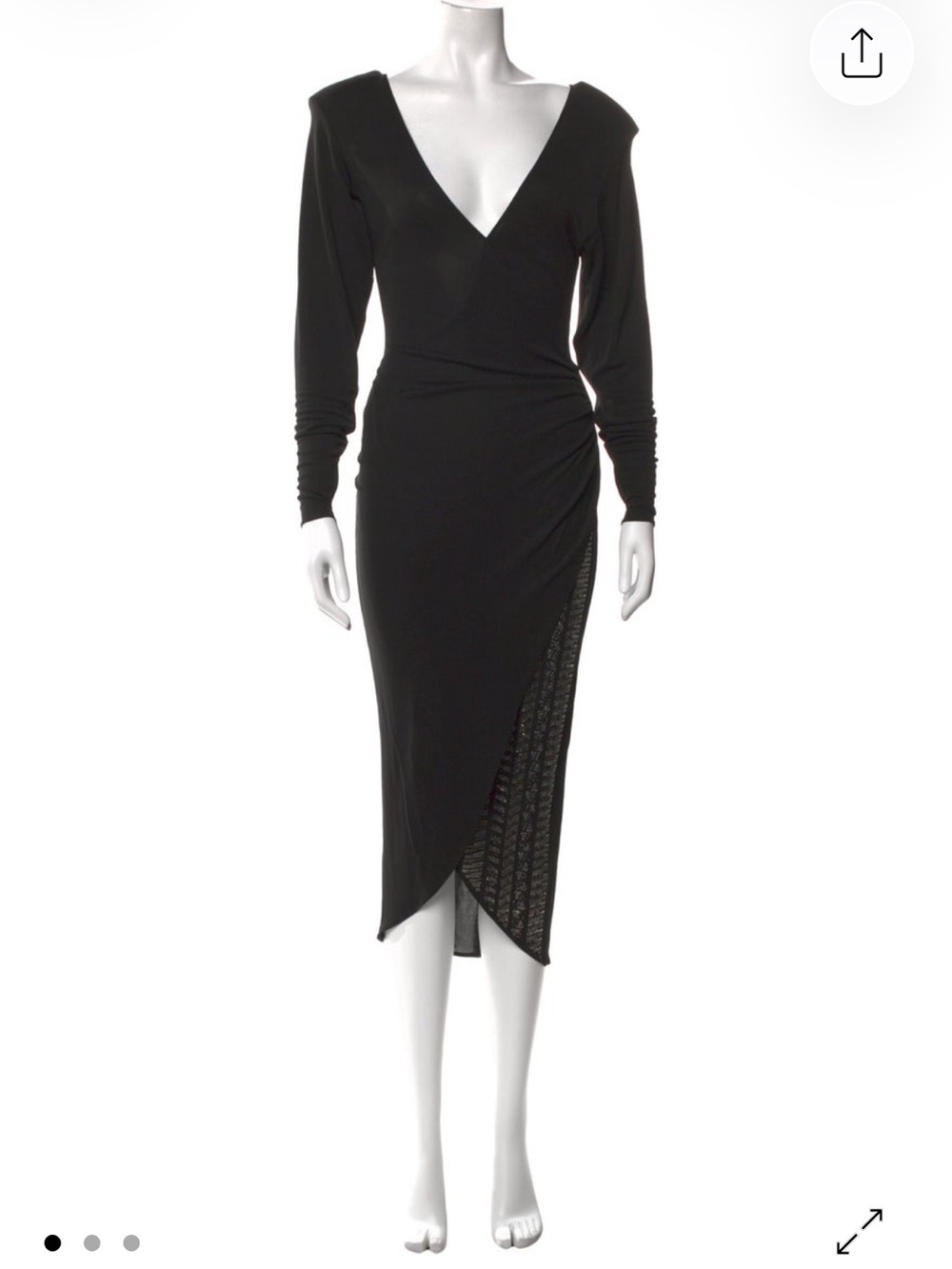 Thomas Wylde Black Long-Sleeve V-Back Midi Dress